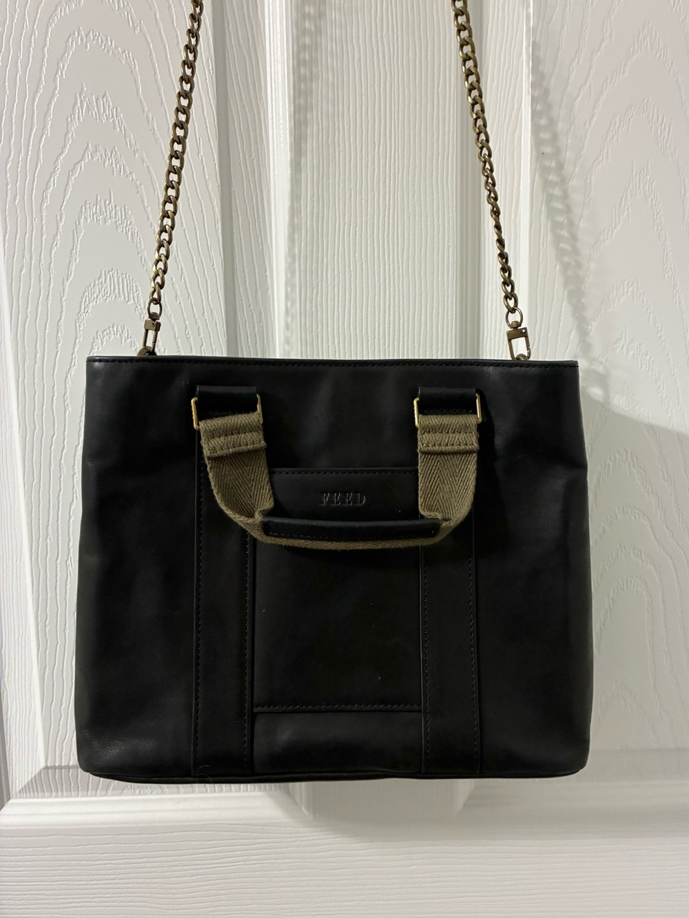 FEED Black Genuine Leather Work Day Crossbody